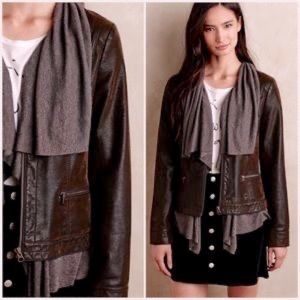ANTHROPOLOGIE Hei Hei Women's Brown & Gray Layered Causeway Vegan Jacket (M)